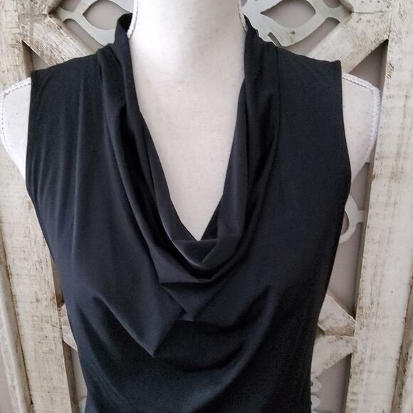 Worthington Women's Sleeveless Drape Neck Tank Top in Black Size Small Stretch - Picture 3 of 4